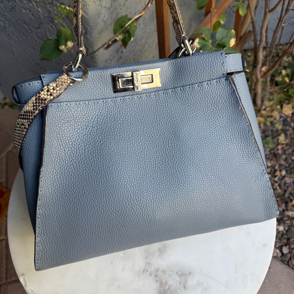 Fendi Cuoio Romano Selleria Leather Python Peekaboo Bag - Picture 2 of 16